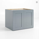 Gray cabinet with wooden top on a white background