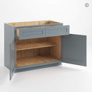 Gray Shaker Base Cabinet with Double Doors and Drawers