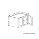 Line drawing of a corner cabinet with dimensions labeled