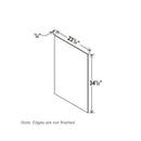 Measurement diagram of a corner piece with dimensions labeled