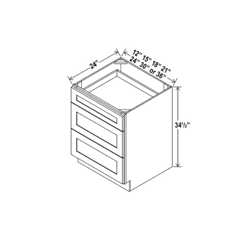 White Shaker Three Drawer Base